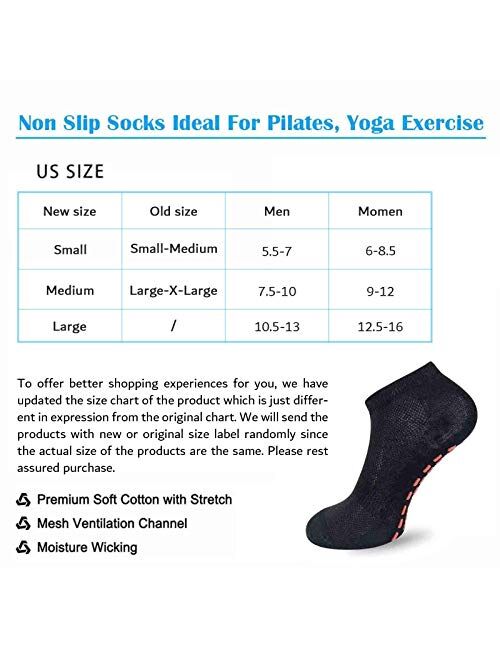 NOVAYARD 6 Pairs Non Slip Grip Socks Yoga Pilates Hospital Socks Sticky Grippers for Men Women