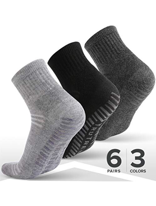 Non Slip Socks for Men | 6 Pairs Gripper Socks | Anti Skid Grip for Yoga & Pilates