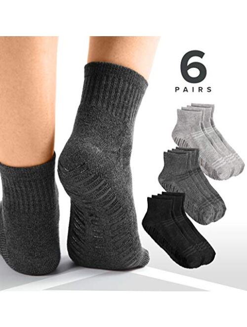 Non Slip Socks for Men | 6 Pairs Gripper Socks | Anti Skid Grip for Yoga & Pilates