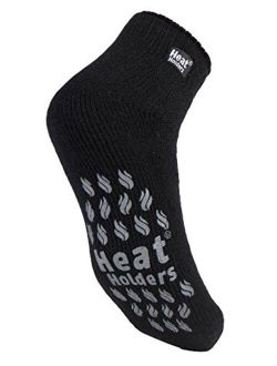 Heat Holders - Mens Non Skid Low Cut Thermal Ankle Slipper Socks with Grippers