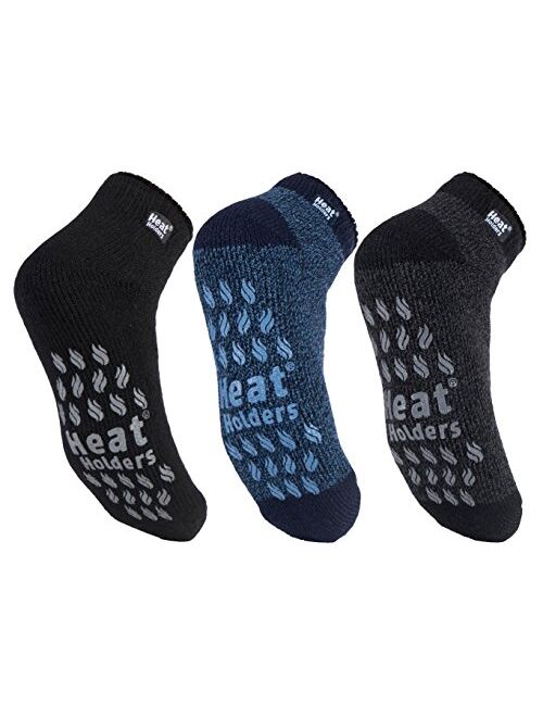 Heat Holders - Mens Non Skid Low Cut Thermal Ankle Slipper Socks with Grippers