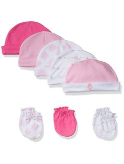 Luvable Friends Unisex Baby Cotton Caps and Scratch Mittens