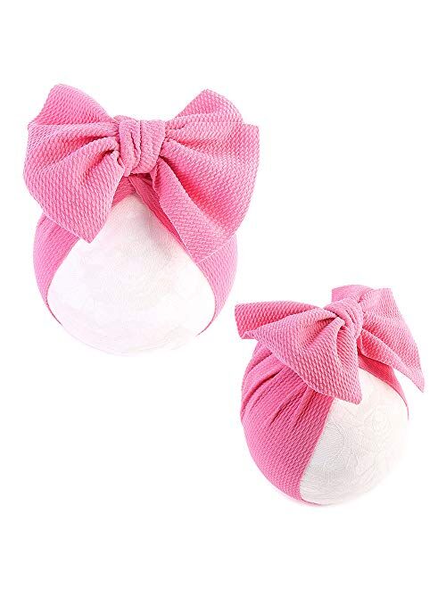 Baby Girl Velvet Big Hair Bow Knotted Head Wrap Oversized Bow Beanie India Cap Warm for Newborn Infant Toddlers 6PCS