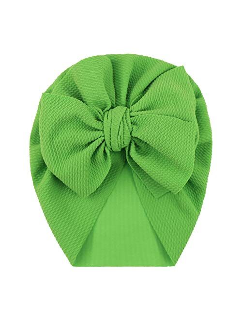 Baby Girl Velvet Big Hair Bow Knotted Head Wrap Oversized Bow Beanie India Cap Warm for Newborn Infant Toddlers 6PCS