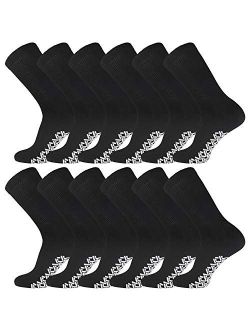 3 Pairs of Non-Skid Diabetic Crew Socks, Non Binding Top Therapeutic Cotton Gripper Socks (Black, Size: 10-13)