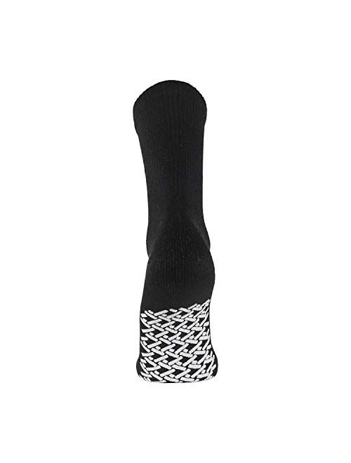 3 Pairs of Non-Skid Diabetic Crew Socks, Non Binding Top Therapeutic Cotton Gripper Socks (Black, Size: 10-13)