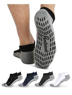 Non Skid Ankle Socks - (4 Pairs) - Anti Slip Socks for Barre Yoga Pilates Maternity Pregnancy Hospital Adults Men Women
