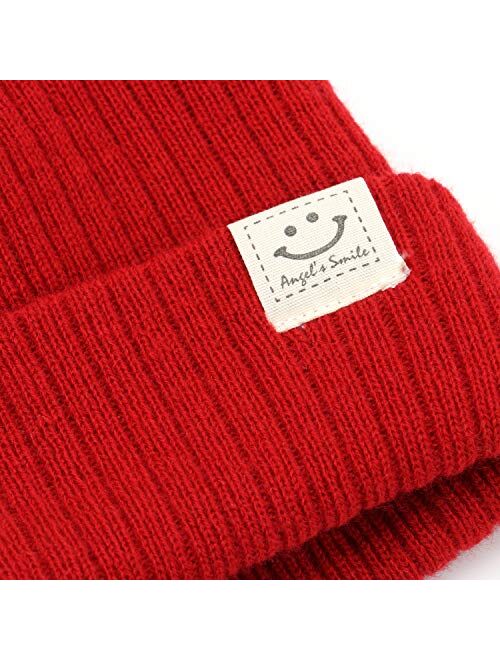 Kingrol 3 Pack Baby Knitted Beanie Hats, Cute Soft Warm Knit Caps for Baby, Girls and Boys, 0-3 Years