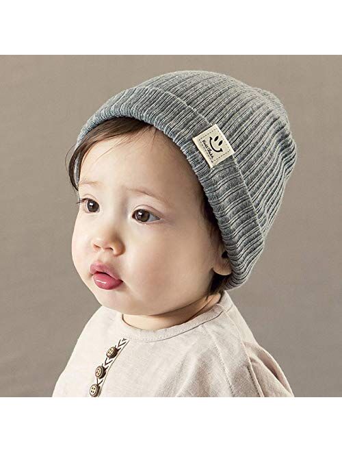 Kingrol 3 Pack Baby Knitted Beanie Hats, Cute Soft Warm Knit Caps for Baby, Girls and Boys, 0-3 Years