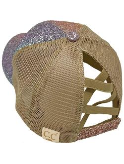 C.C Kids 2-5 Ponytail Messy Buns Ponycaps Baseball Visor Cap Hat