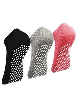 Sticky Barre Grips Slipper Socks - Elutong 3 Pack Non Slip with grippers Yoga Pilates Ballet Skid for Women