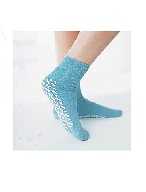 Medline Blue Adult Soft Knit Gripper Slippers - 1 Size Fits Most - 12 Pairs