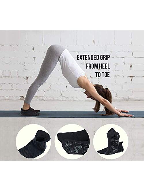 NoFall Unisex Non Slip non Skid Ankle Socks | 2 Pairs | with Sticky Grips | for Yoga, Pilates, Ballet, Barre, Hospital