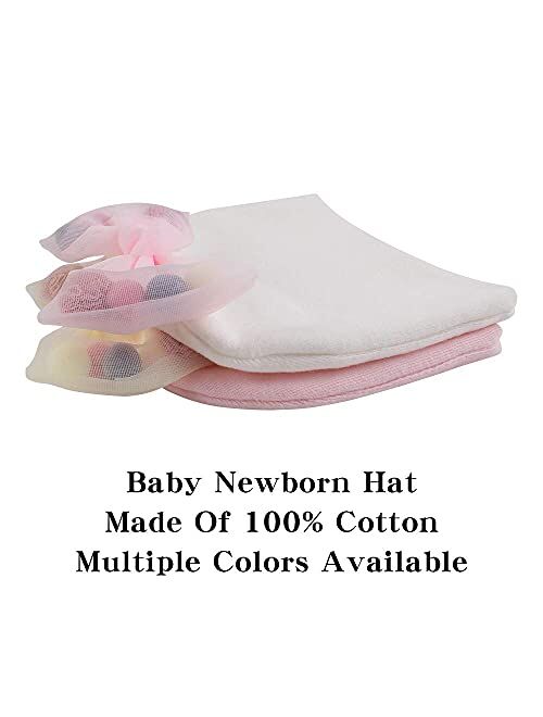 Cotton Newborn Hospital Hat Baby Girl Bow Turban Hats Soft Infant Girls Beanies 2-Pack