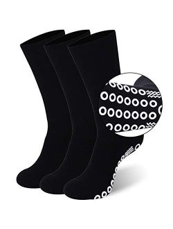 Non-Skid Diabetic Crew Socks, JSPA Non Binding Top Extra Wide Anti Skid Rubber Grip Hospital Home Socks