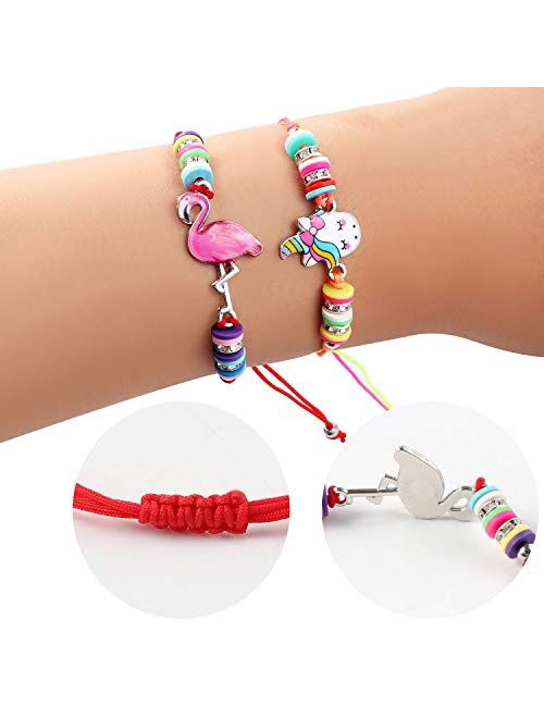 Lorfancy 12 Pcs Kids Girls Women Bracelets Jewelry Animal Pendant Unicorn Owl Cute Women Bracelet Multicolor Rhinestone Woven Friendship Bracelets for Party Favors Preten
