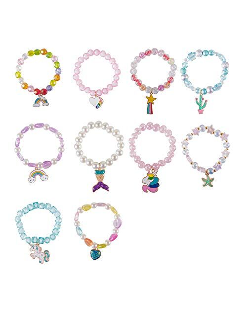 Deoot 20 Pcs Little Girls Rings and Bracelets,10 Pcs Adjustable Little Girls Rings and 10 Pcs Princess Bracelets for Toddlers Kids Girls