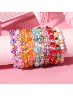 PinkSheep Beads Bracelets for Kids, Girls Friendship Charm Bracelet, Crystal Beads, 10 PC, Party Favor