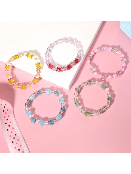 PinkSheep Beads Bracelets for Kids, Girls Friendship Charm Bracelet, Crystal Beads, 10 PC, Party Favor