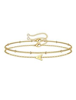 M MOOHAM Dainty Gold Initial Bracelets for Women, 14K Gold Plated Dainty Personalized Gold Bracelets Initial Bracelets for Women Teen Girls Chain Bracelets for Toddle