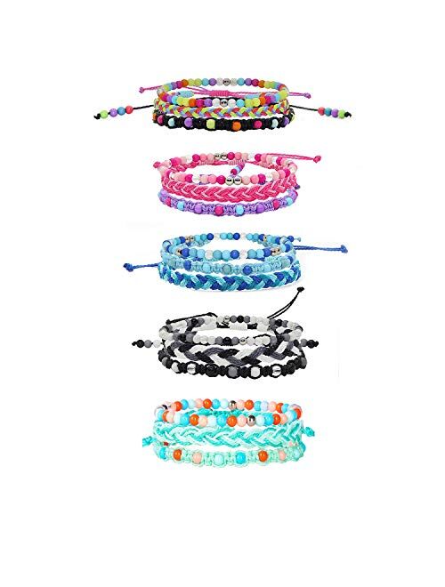 15 pcs Friendship Bracelets for Kids, Cute Adjustable Beaded Bracelets for Teen Girls Birthday Christmas Halloween Valentine Party Favors Kids Jewelry for Girls