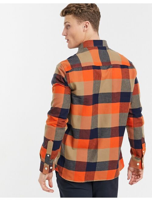 Selected Homme brushed overshirt in orange check