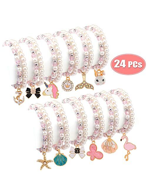 Set of 6 Unicorn Rainbow Bracelets, Little Girl Animal Bracelets, Teens  Kids Unicorn Pendant Beaded Bracelet Girl Party Favor Pretend Play Bracelet  