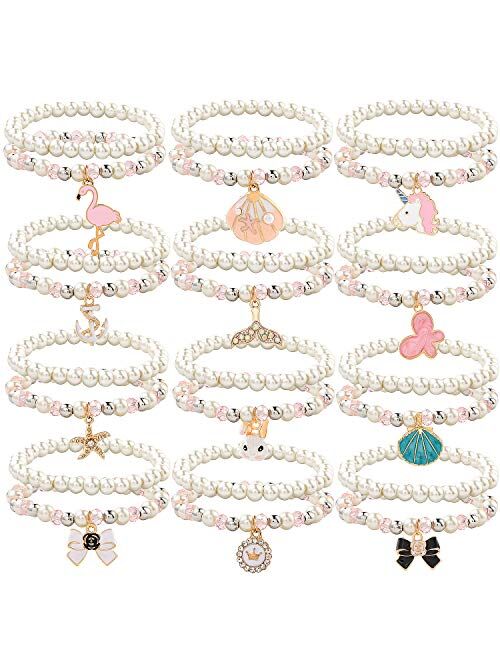 GC Butterfly Beaded Bracelet for Girls Colorful Kids Gift Toy Stretchy  Costume Jewelry Set Dress up Play Party Favors Present Crystal Friendship