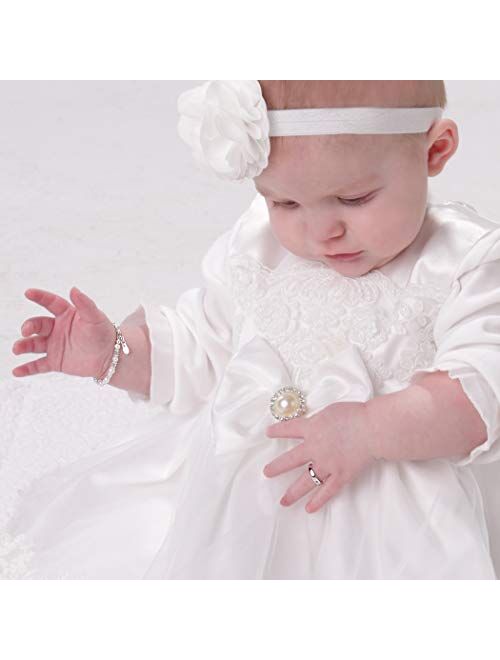 Children's Sterling Silver Cross Bracelet and/or Necklace with Cultured Pearl and High End Crystal for First Communion, Baptism or Christening