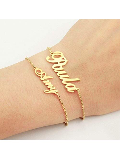 Bauma Personalized Name Bracelet or Anklet Bracelet Custom Made with Any Names for Women Girls Children Custom Name Charm Jewelry for Her Mothers Day