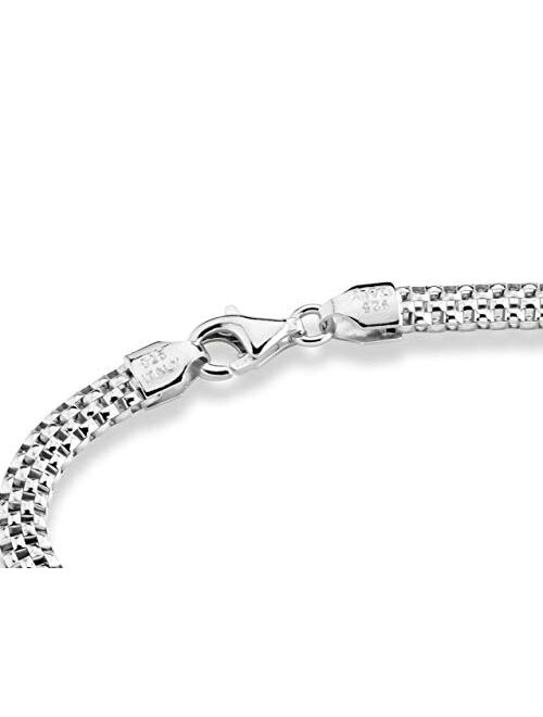 7 8 Inch Made in Italy Miabella 925 Sterling Silver Italian 5mm Mesh Link Chain Bracelet for Women 7.5 6.5