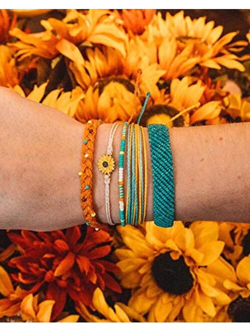 SUNSH 5PCS Boho Woven Sunflower Bracelets for Women Teens Girls Boy Kids Couple Handmade Wrap Rope Charm Beach Surf Braided Adjustable Strings Boyfriend Girlfriend Mother