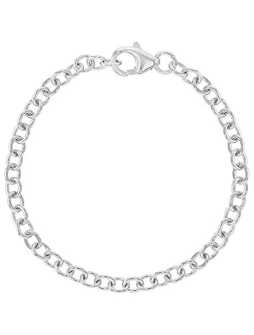 925 Sterling Silver Classic Link Chain Charm Bracelet for Toddlers, Young Girls & Preteens - Cute Charm Bracelet Starter for Little Girls to Teens