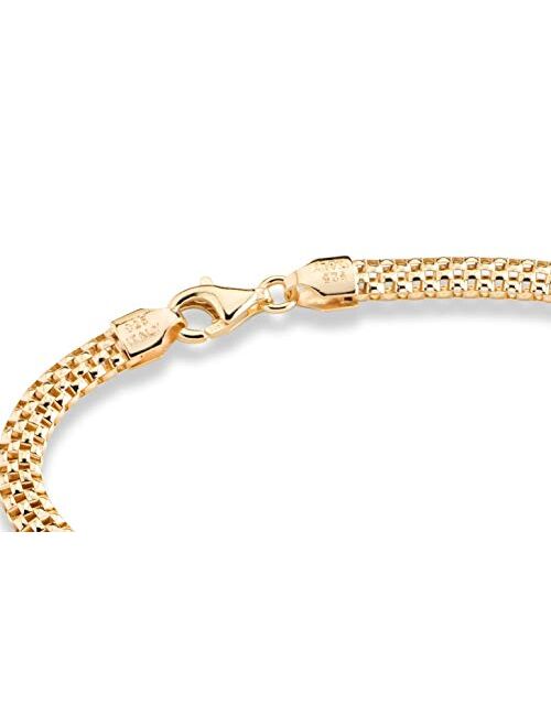 Miabella 18K Gold Over Sterling Silver Italian 4mm Mesh Link Chain Bracelet for Women Teen Girls 6.5, 7, 7.5, 8 Inch 925 Italy