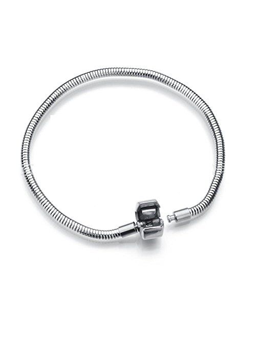 Daisy Jewelry Women Girls European Charm Bracelet for Bead Charms Stainless Steel Snake Chain