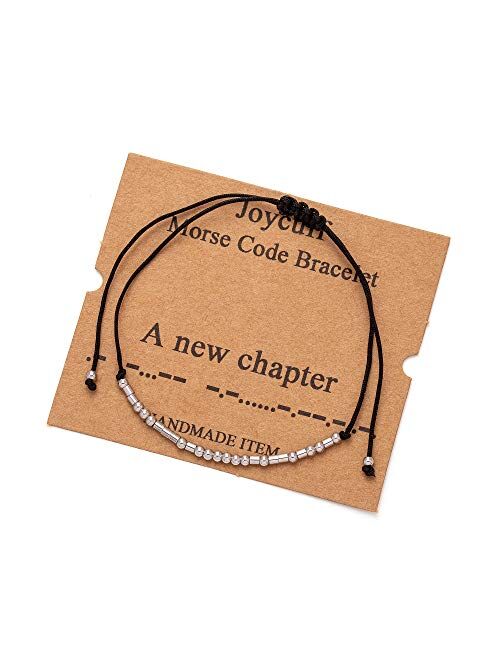 JoycuFF Morse Code Bracelets for Women Gifts for Her Women Teen Girls Mom Daughter Sister Best Friend Inspirational Funny Jewelry Silk Beaded Wrap Bracelet Adjustable 