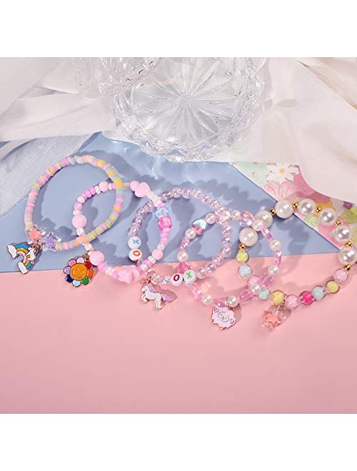 PinkSheep Beads Bracelet for Kids, Girls Boho Bracelet, Friendship Tiny Bracelet, 10 PC, Value Set