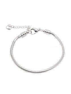 BlinkingSoul Kids Snake Chain Charm Bracelet with Lobster Clasp Beads for Women Girls