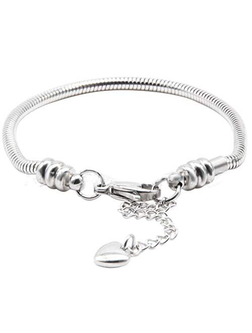 BlinkingSoul Kids Snake Chain Charm Bracelet with Lobster Clasp Beads for Women Girls
