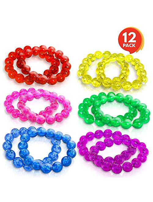ArtCreativity Bead Bracelets for Kids - 12 Pack - Toy Jewelry Wristbands for Girls - Assorted Colors - Cute Birthday Favors, Party Decorations and Giveaways, Goody Bag Fi