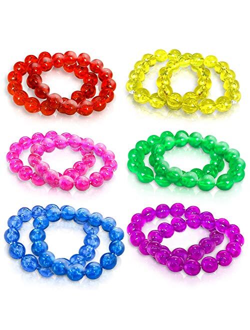 ArtCreativity Bead Bracelets for Kids - 12 Pack - Toy Jewelry Wristbands for Girls - Assorted Colors - Cute Birthday Favors, Party Decorations and Giveaways, Goody Bag Fi