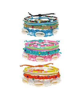 FROG SAC 12 PCS VSCO Bracelets for Teen Girls, Boho Cowrie Shell Friendship Bracelets