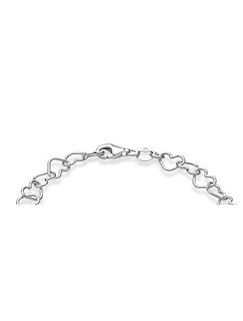 Miabella Sterling Silver Italian 5mm Rolo Heart Link Chain Bracelet for Women Teen Girls 6.5, 7, 7.5, 8 Inch Made in Italy