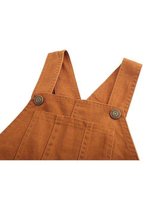 Grandwish Boys' Brown Bib Overall Size 3T-10