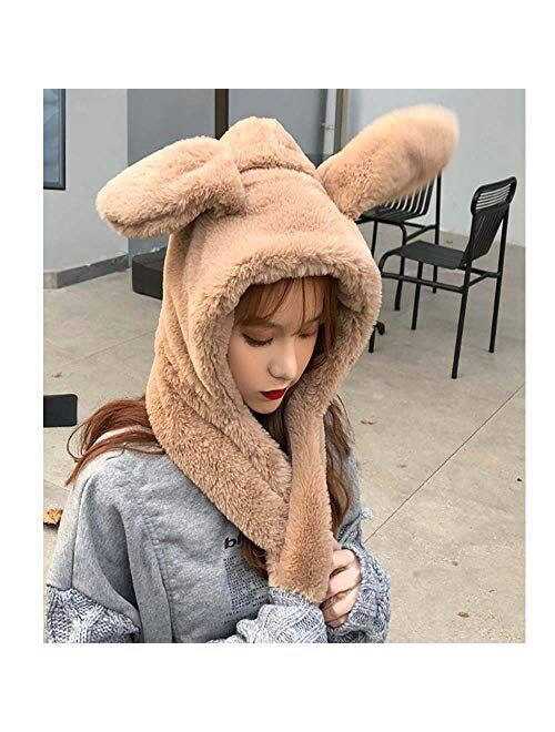 YEKEYI Winter Warm Beanie Pop Up Ears Plush Hat Ear Moving Jumping Rabbit Hat Bunny Cap for Women Girls