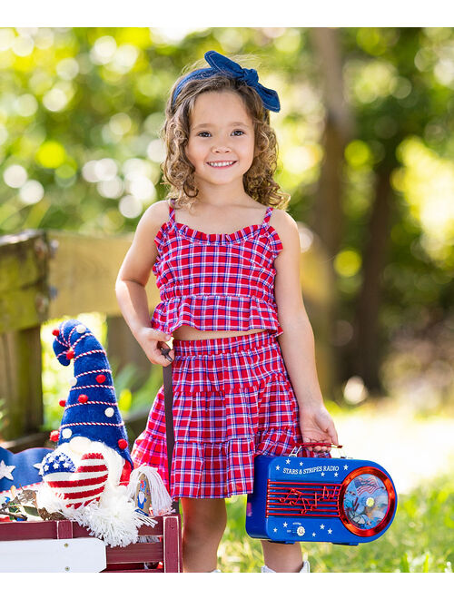 Red Plaid Ruffle Tank & Tiered A-Line Skirt - Toddler & Girls