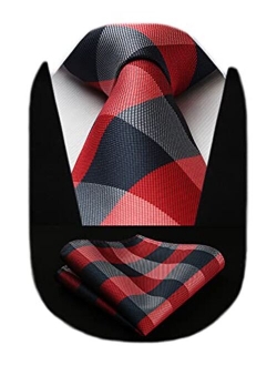Plaid Checkered Tie Handkerchief Woven Classic Men's Necktie & Pocket Square Set