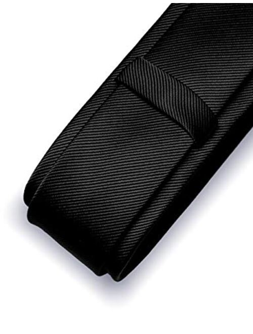 JEMYGINS - Corbata de color liso y bolsillo cuadrado con clips de corbata para hombre (2.4 in)