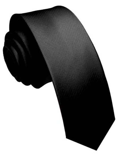 JEMYGINS - Corbata de color liso y bolsillo cuadrado con clips de corbata para hombre (2.4 in)