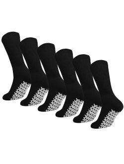 Men Women Anti Slip Grip Non Skid Crew Cotton Diabetic Socks For Home Hospital 3/6 pack